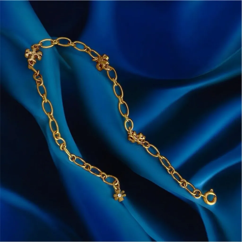 New Authentic Tory Burch Roxanne chain-link Gold Bracelet with Tag - Image 7