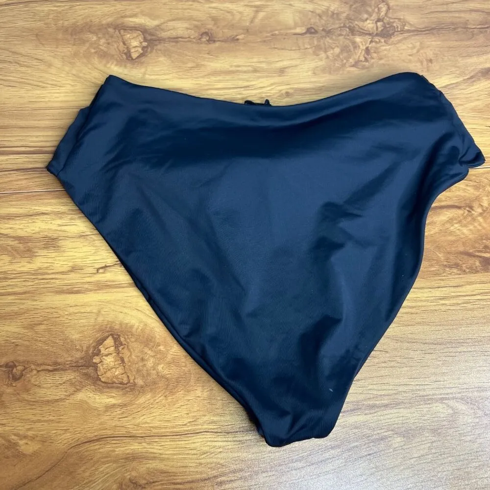 Good American 10 Ways To Wear Bikini Bottom Size 1 Small Black Bow Tie Front NEW - Image 6