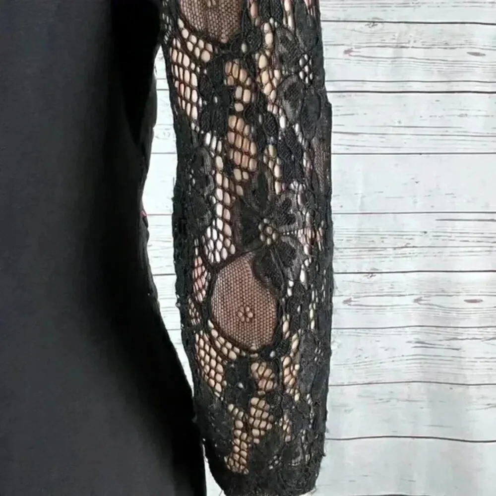 THALIA SODI Floral Lace Sleeve Sheath Midi Dress XS - Image 10