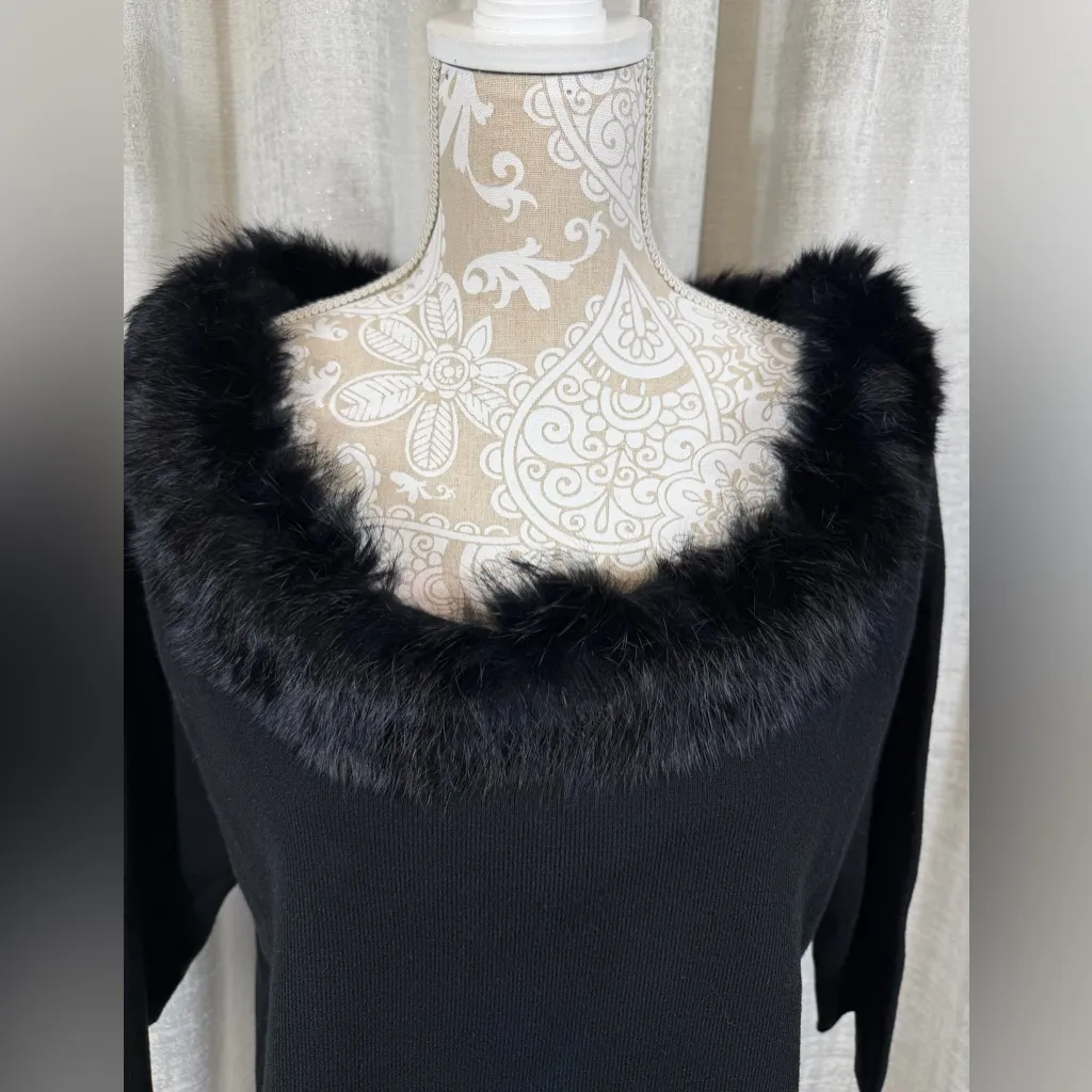 Lane Bryant Black Faux Fur Trim Sweater (Size 14/16) - Image 5