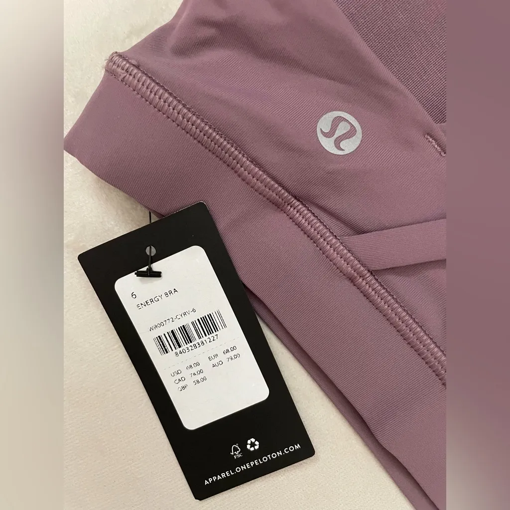 Lululemon Peloton Collaboration NWT Energy Sports Bra Cyber Violet Size 6 - Image 9