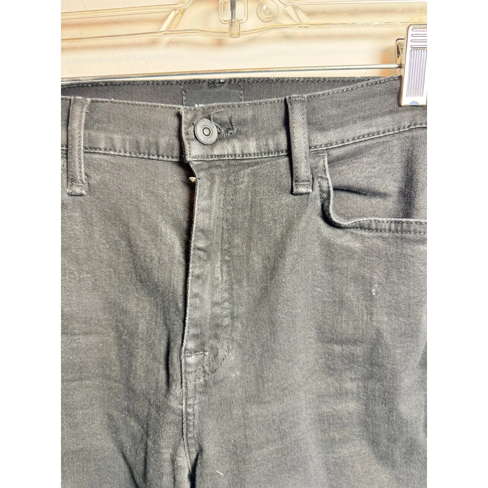 Hudson Jeans Womens 28 Black Coated Noa Stellar High Rise Straight Crop Denim - Image 3