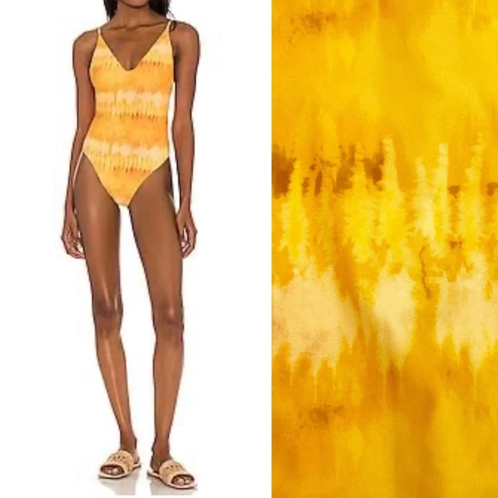 House of Harlow 1960 X Sofia Richie Virginia One Piece Plunge Swimsuit: Golden Gold - Image 3