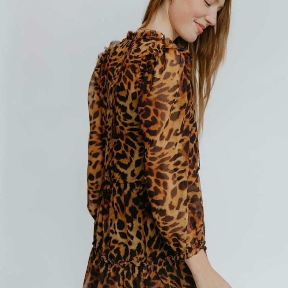 NEW NWT Generation Love The Janelle Long Sleeve Mini Dress in Wild Leopard Small - Image 5
