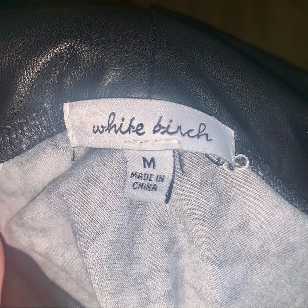 White Birch Black Tie Dye Faux Leather Knit Hoodie - Image 9