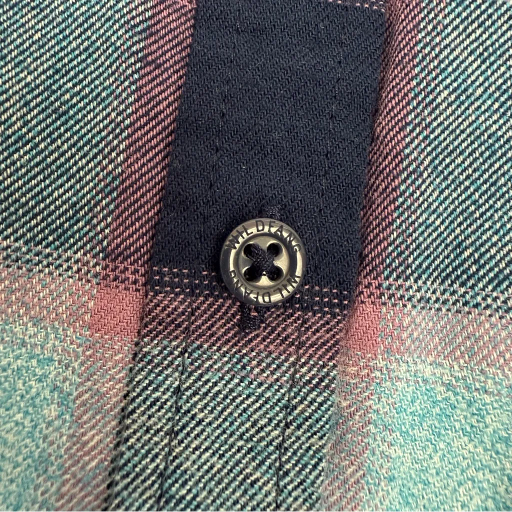 Wildfang The Essential Flannel Long Sleeve Shirt Dress Shacket Plaid Blue Pink Size M - Image 8