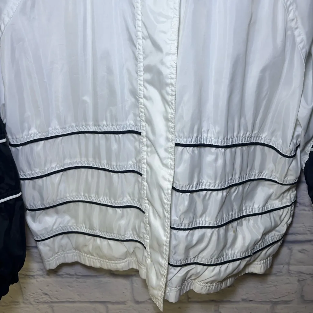 Vintage 90’s NIKE Big Swoosh Jacket Womens Size Large White Black Athletic - Image 3