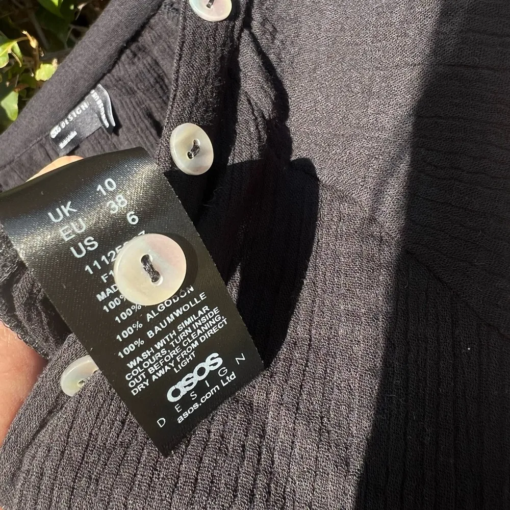 ASOS Design Black Shell Button Top With Volume Sleeve - Image 8