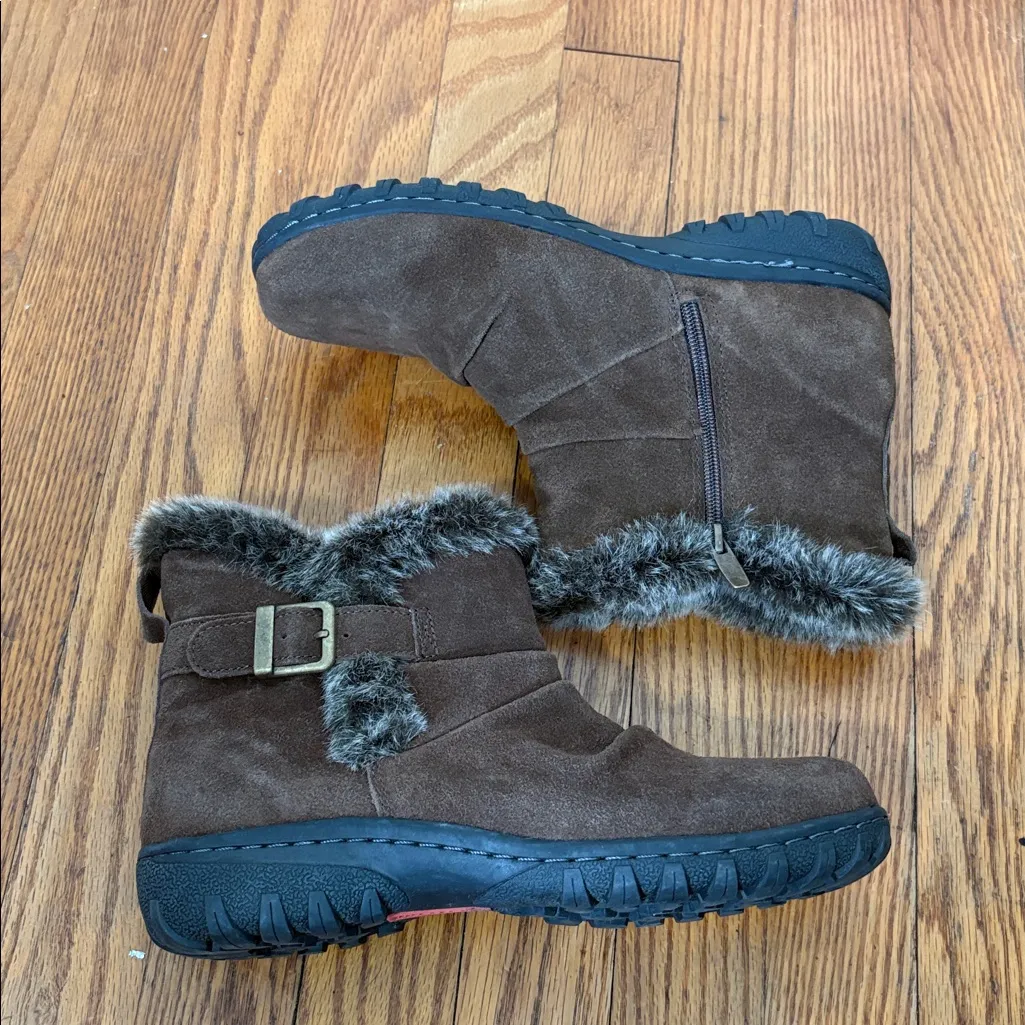 Khombu Lindsey Suede Leather Faux Fur Boots Brown‎ Size 8 - Image 3