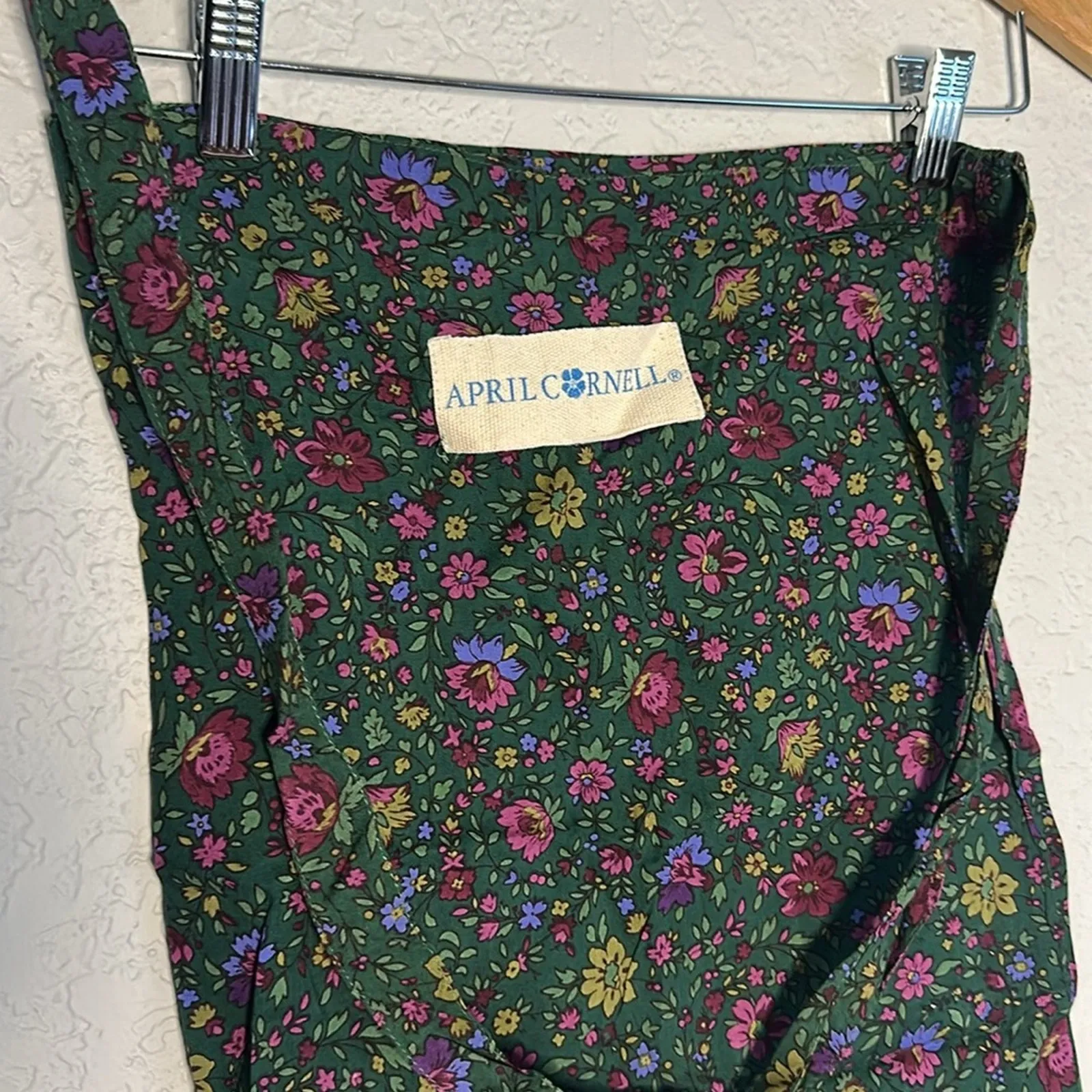 April Cornell Tote Dust Bag Long Strap Green Purple Floral Market Errands Logo - Image 2