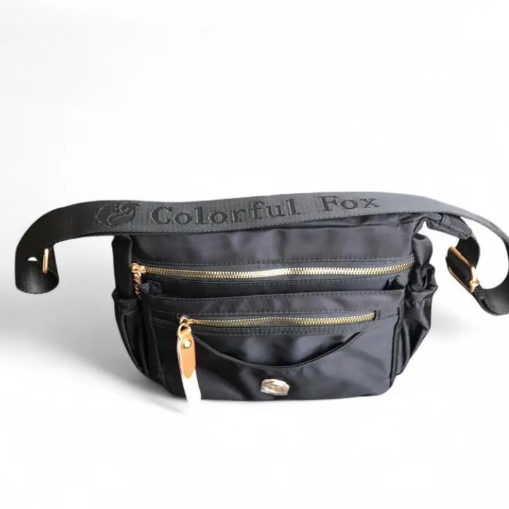 NWOT Colorful Fox Shoulder bag Organizer Handbag Purse Lots Of Pockets. Black - Image 6