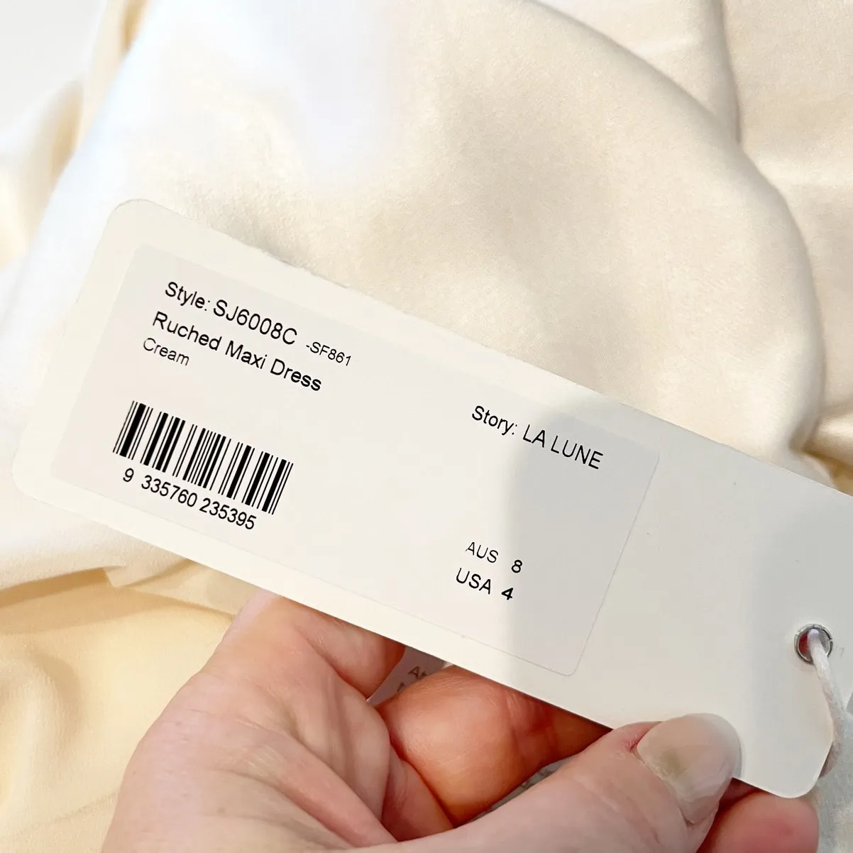 Shona Joy La Lune Ruched Side Slit Maxi Formal Slip l Dress Gown Cream 4 - Image 2