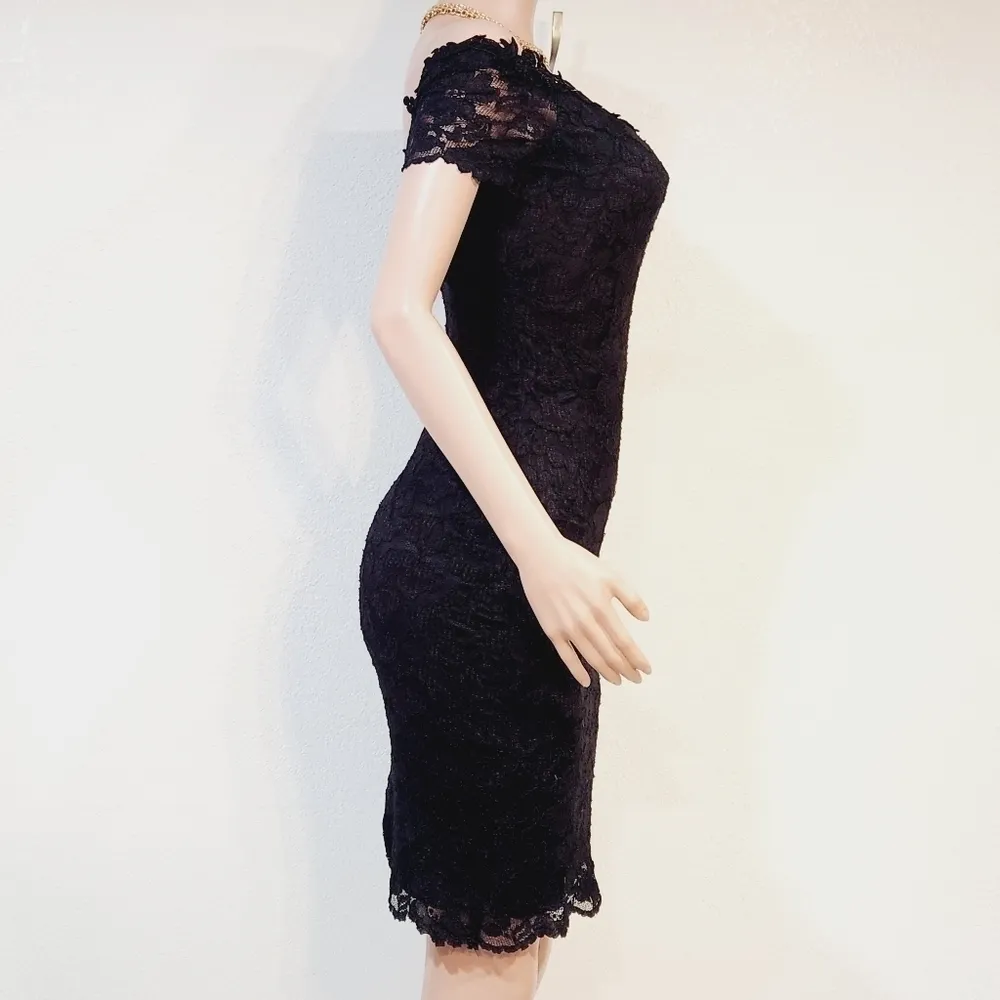 NIGHTWAY Black Lace Bodycon Vintage Gothic lace Sexy Dress Size 6 - Image 10