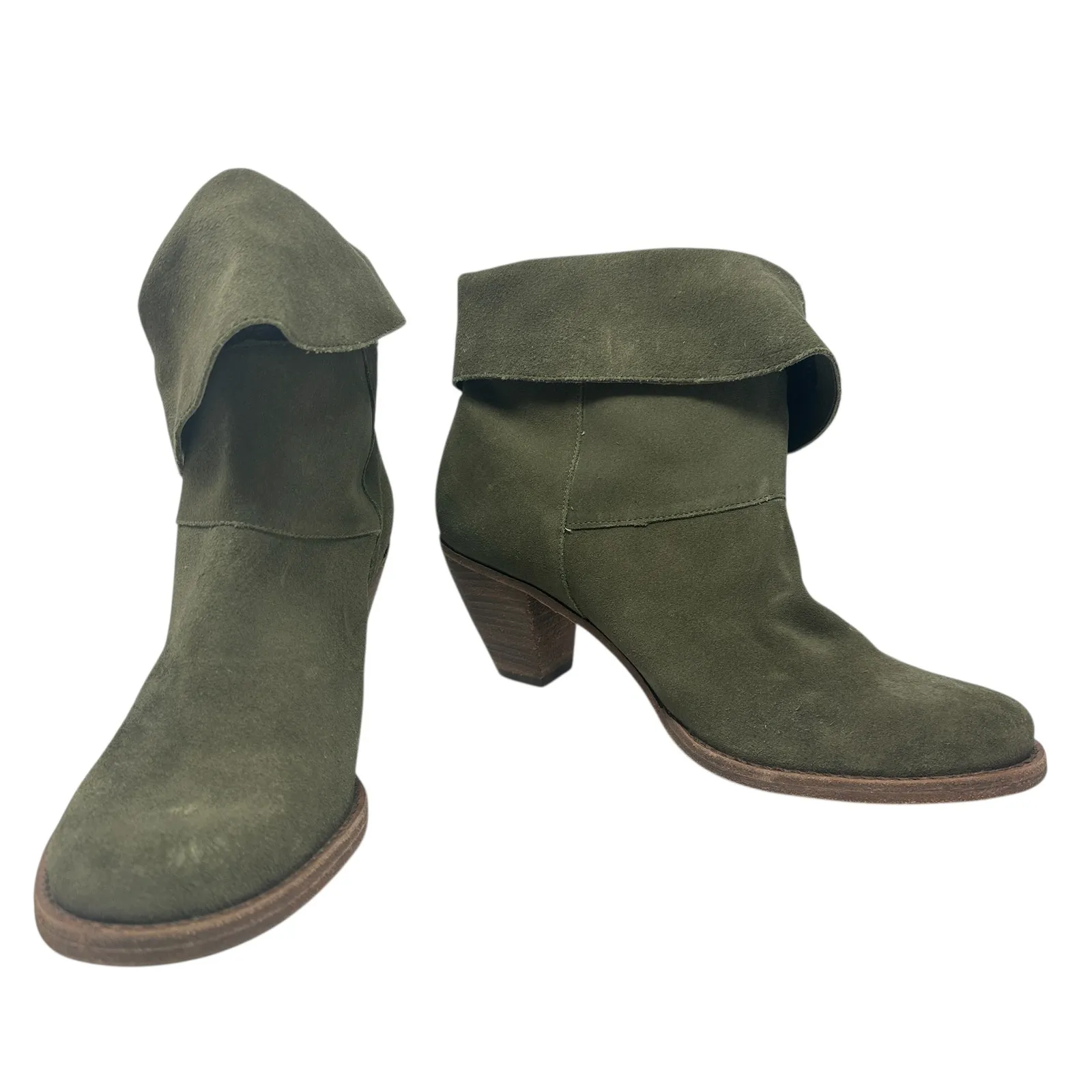 Alice + Olivia Caden Booties Boots Heeled Suede Olive Green Size 40 US 10‎ - Image 4