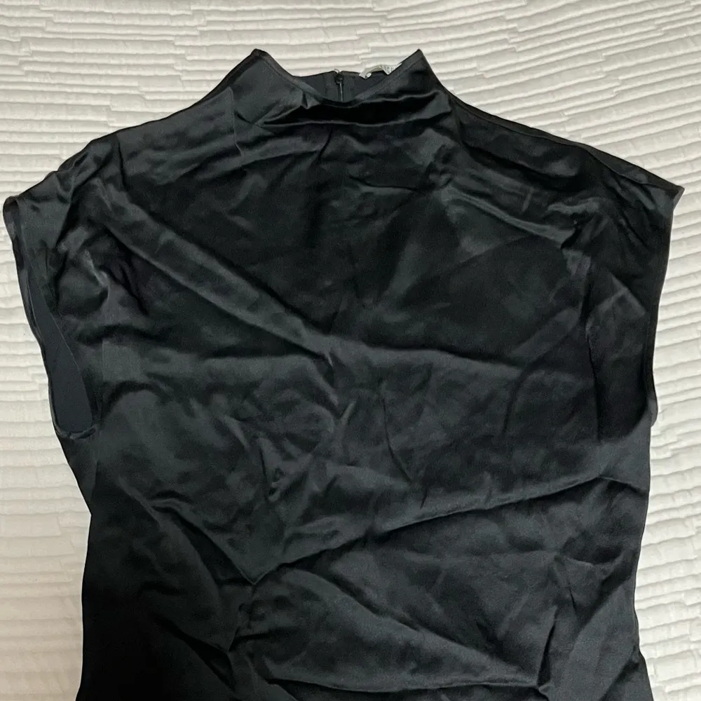 Women's Black Fitted Waist Stand Collar Top Size 42 - Image 5