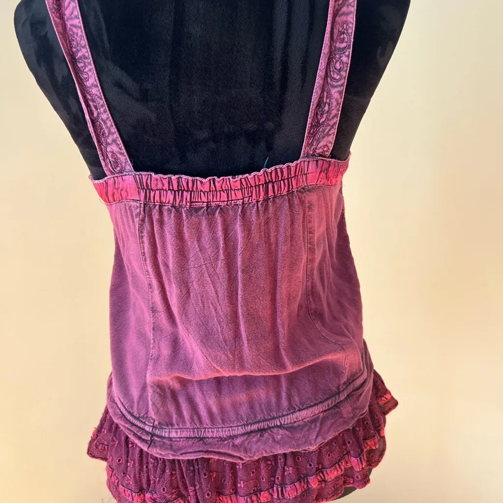 Free Size Pink Embroidered Button Up Tank Size L - Image 3