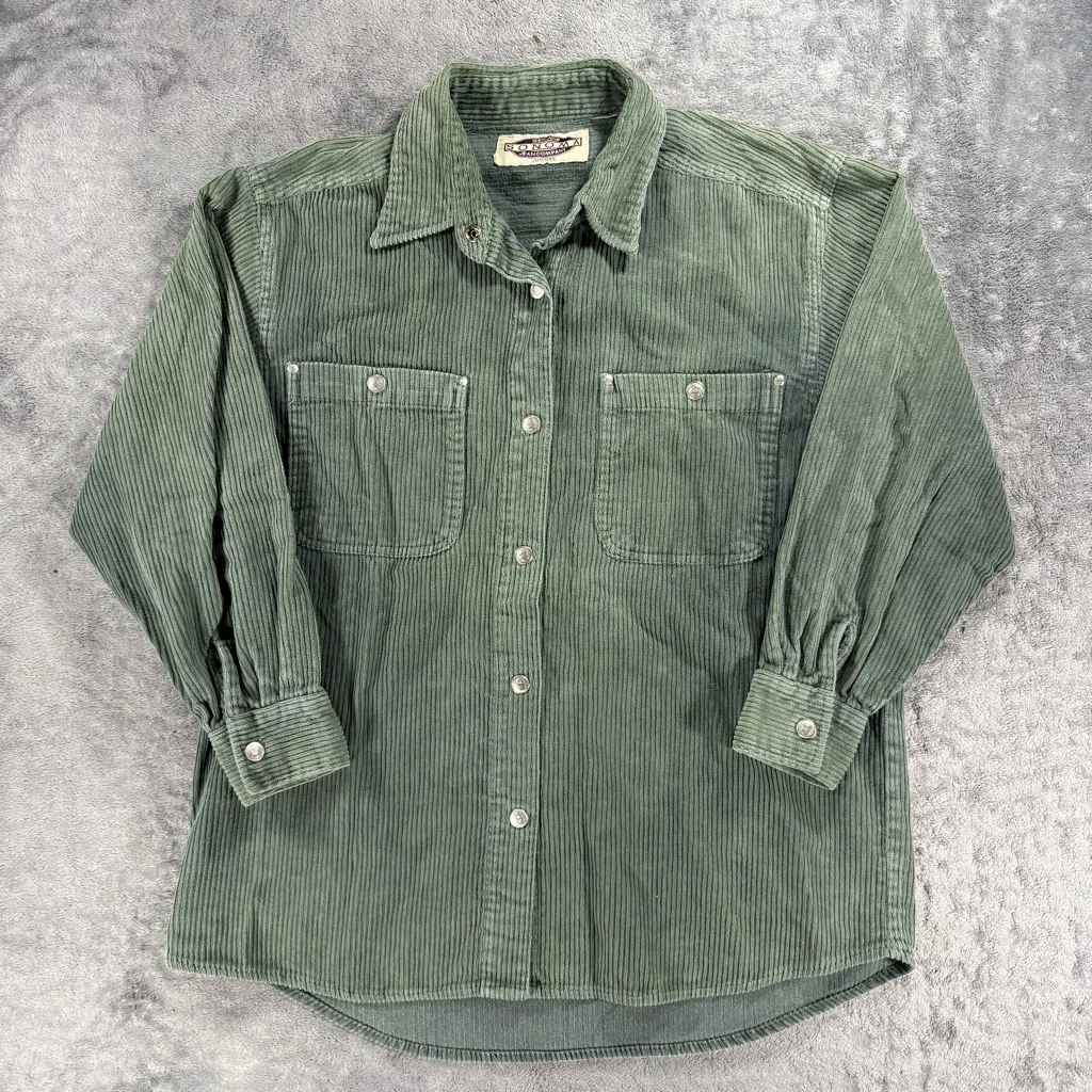 Retro Sonoma Jean Company Corduroy Collared Snap Button Jacket Layering Everyday - Image 2