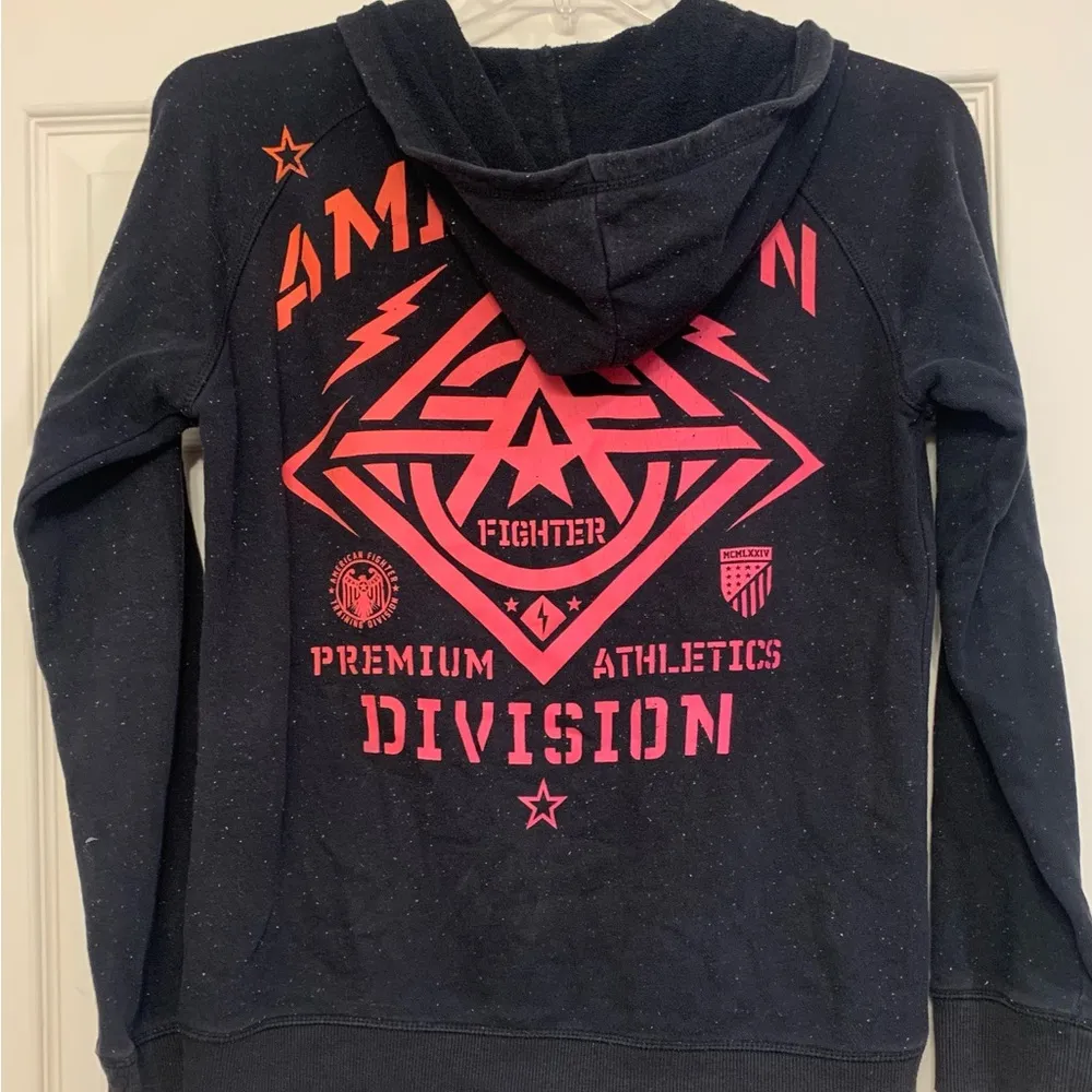 Affliction Woman’s Black Medium Zipped Hooded Jacket.      2101 - Image 7