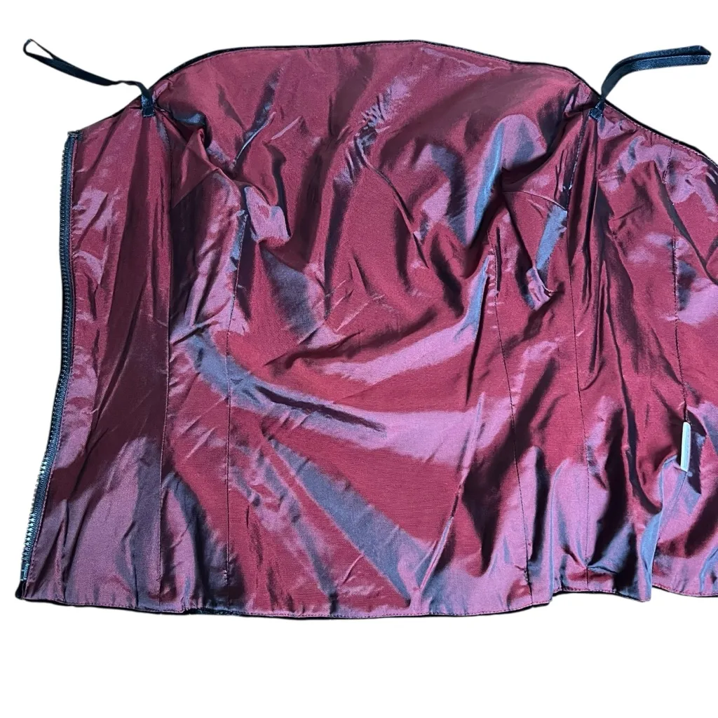 VTG Y2K Black Velvet Strapless Top Bustier Corset Sz 6 Silk Blend Whimsigoth - Image 8