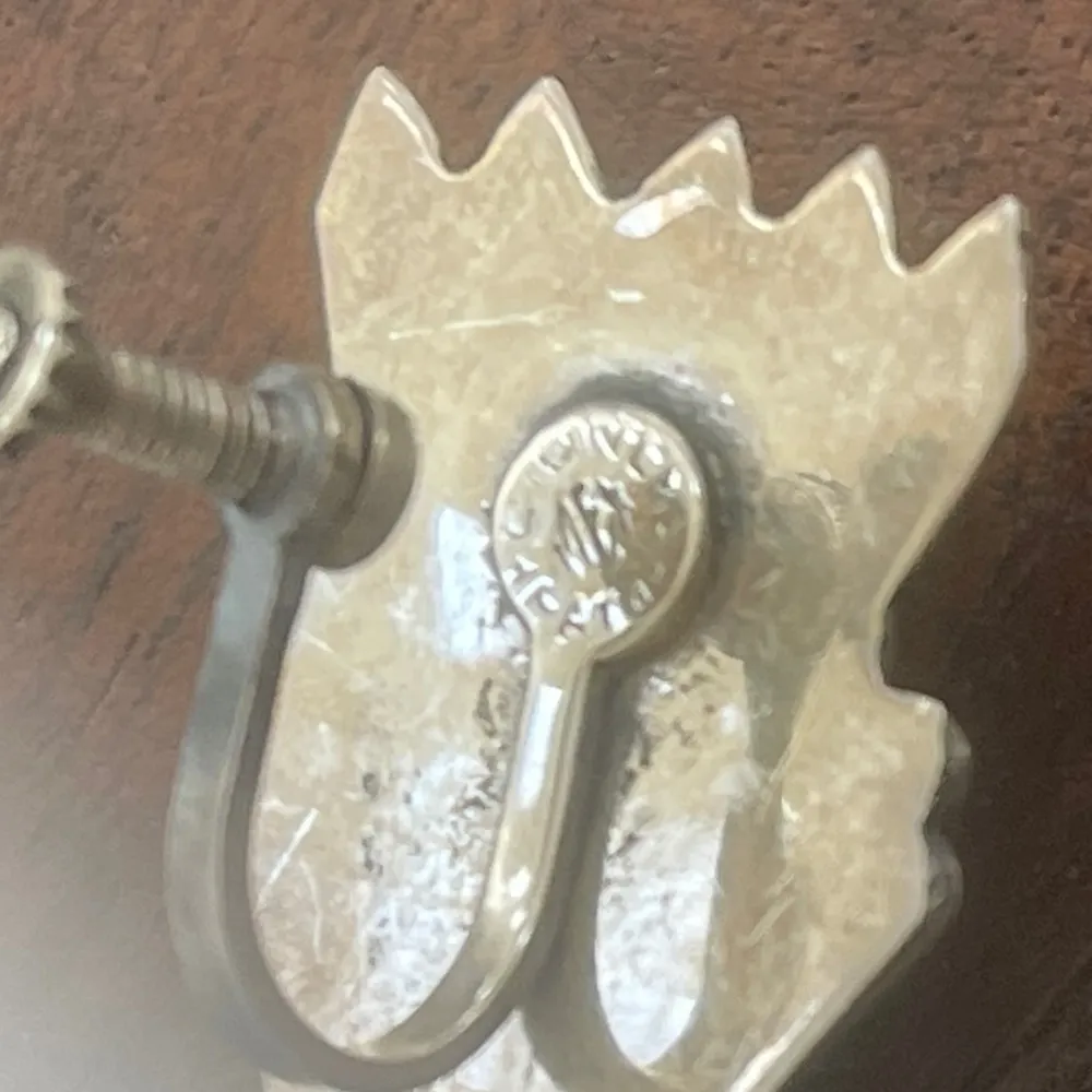 Vintage Sterling silver Mexico green  Bakelite Totem face brooch earrings set - Image 6