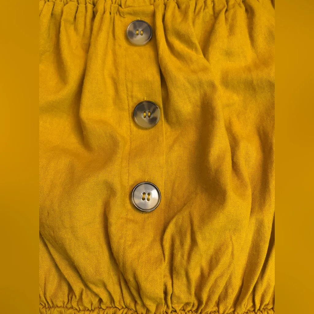Zara smocked mustard off the shoulder linen  dress NWOT - Image 10