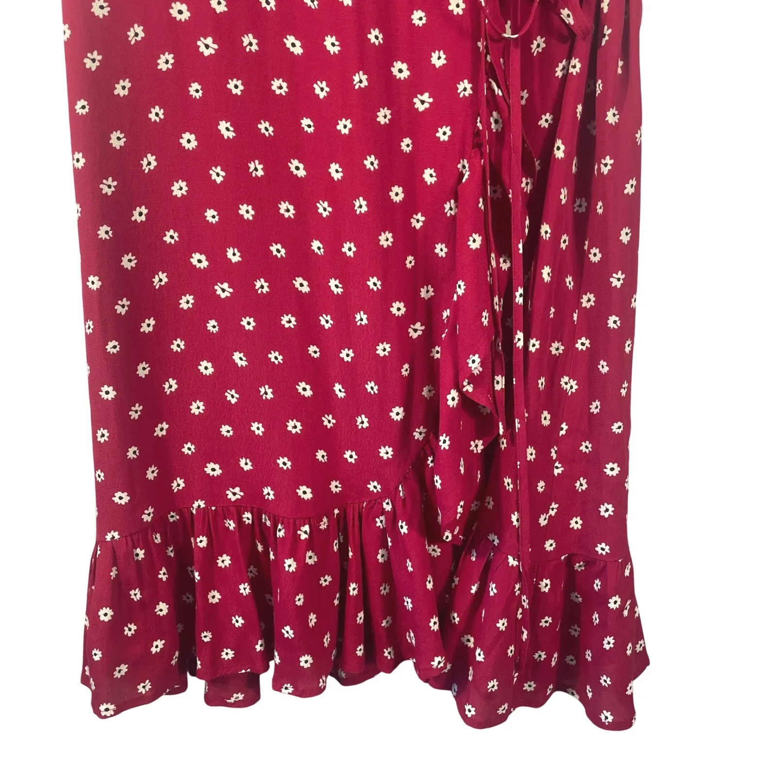 Rails‎ Koreen Wrap Dress Women's L Red Wildflower Floral Short Sleeve Ruffle Hem - Image 4