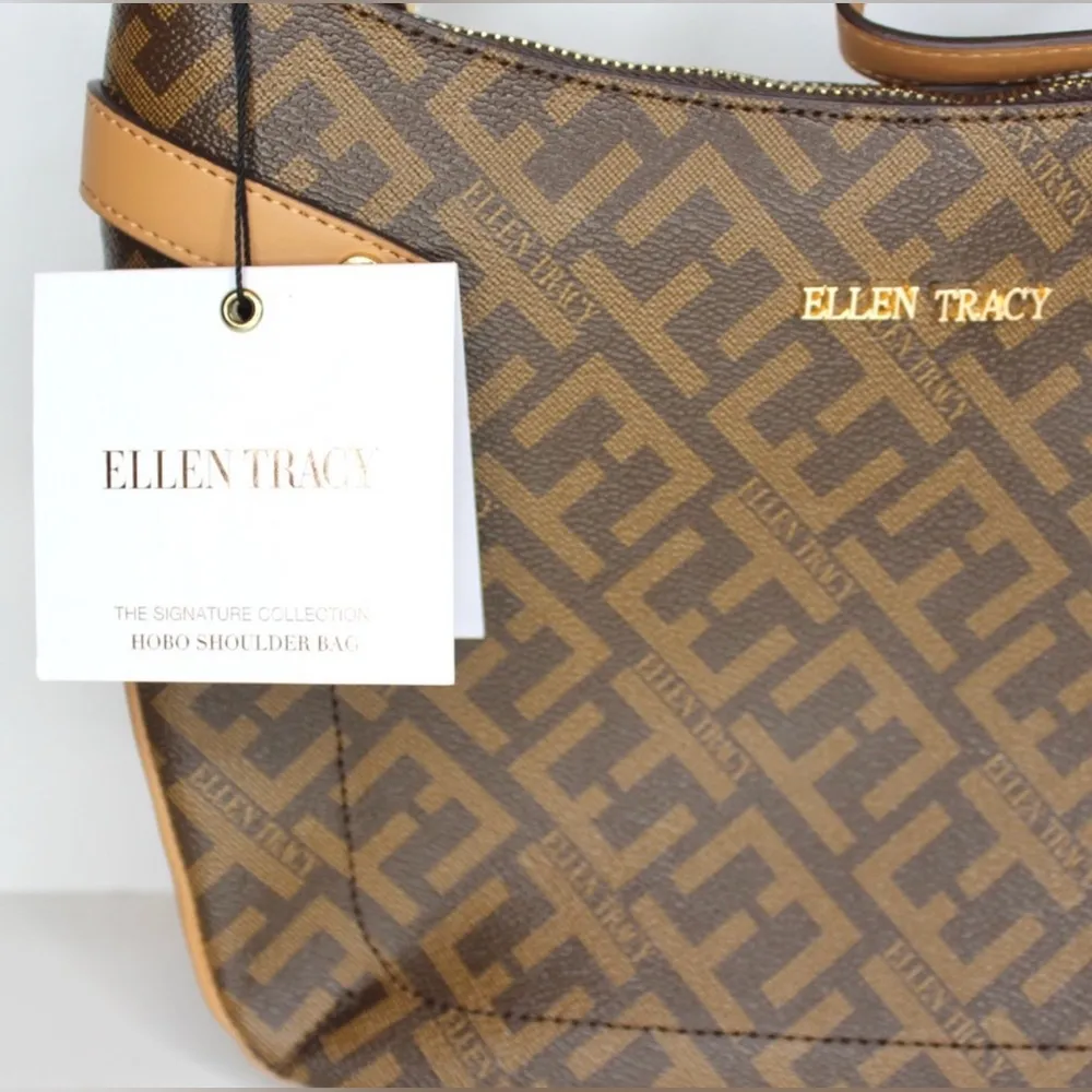 Ellen Tracy | Signature Logo Hobo Shoulder Bag Medium Size - Image 2