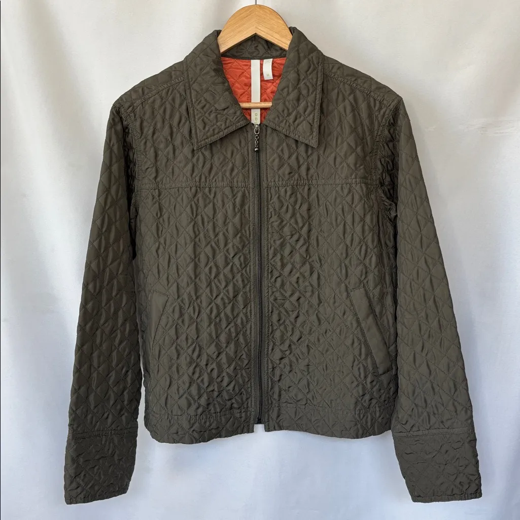 Debra size M 100% silk quilted olive green zip - Image 2
