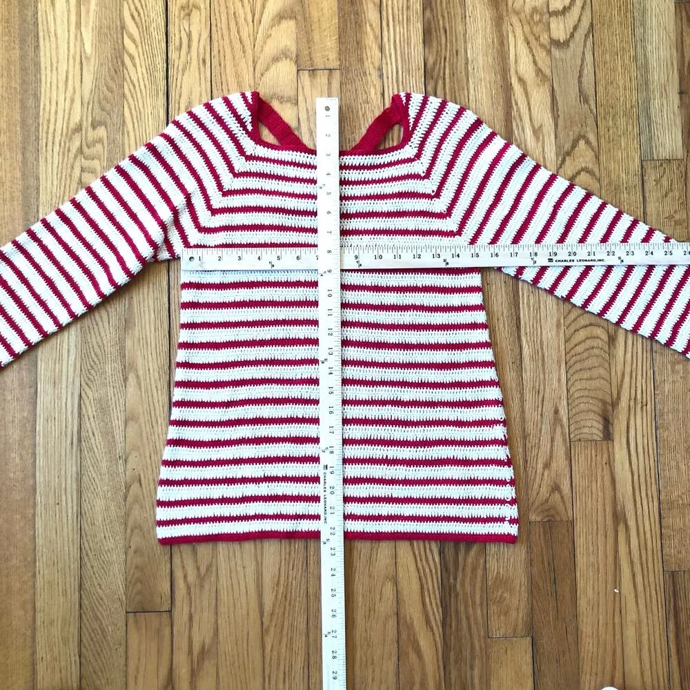 Anthropologie Lauren Moffatt EUC Women's Red White Striped Sweater Size S - Image 4