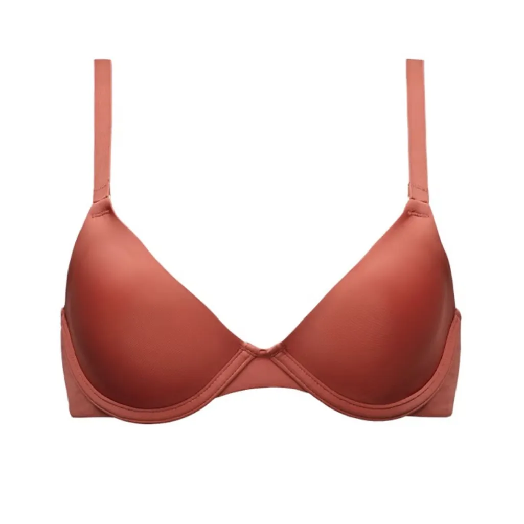 New CUUP The Triangle Micro Underwire Bra Size 34E Clay Burnt Orange Microfiber - Image 4