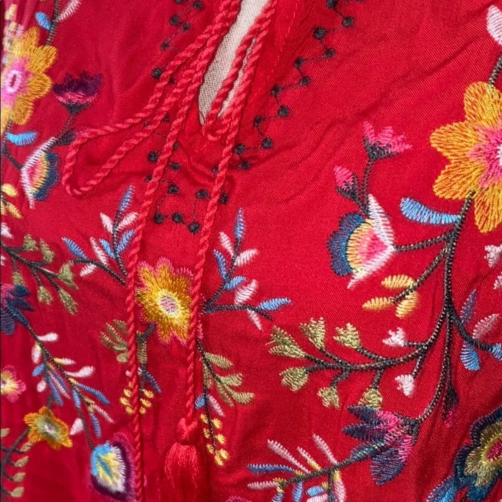 UMGEE tie front red dress floral print size small - Image 7