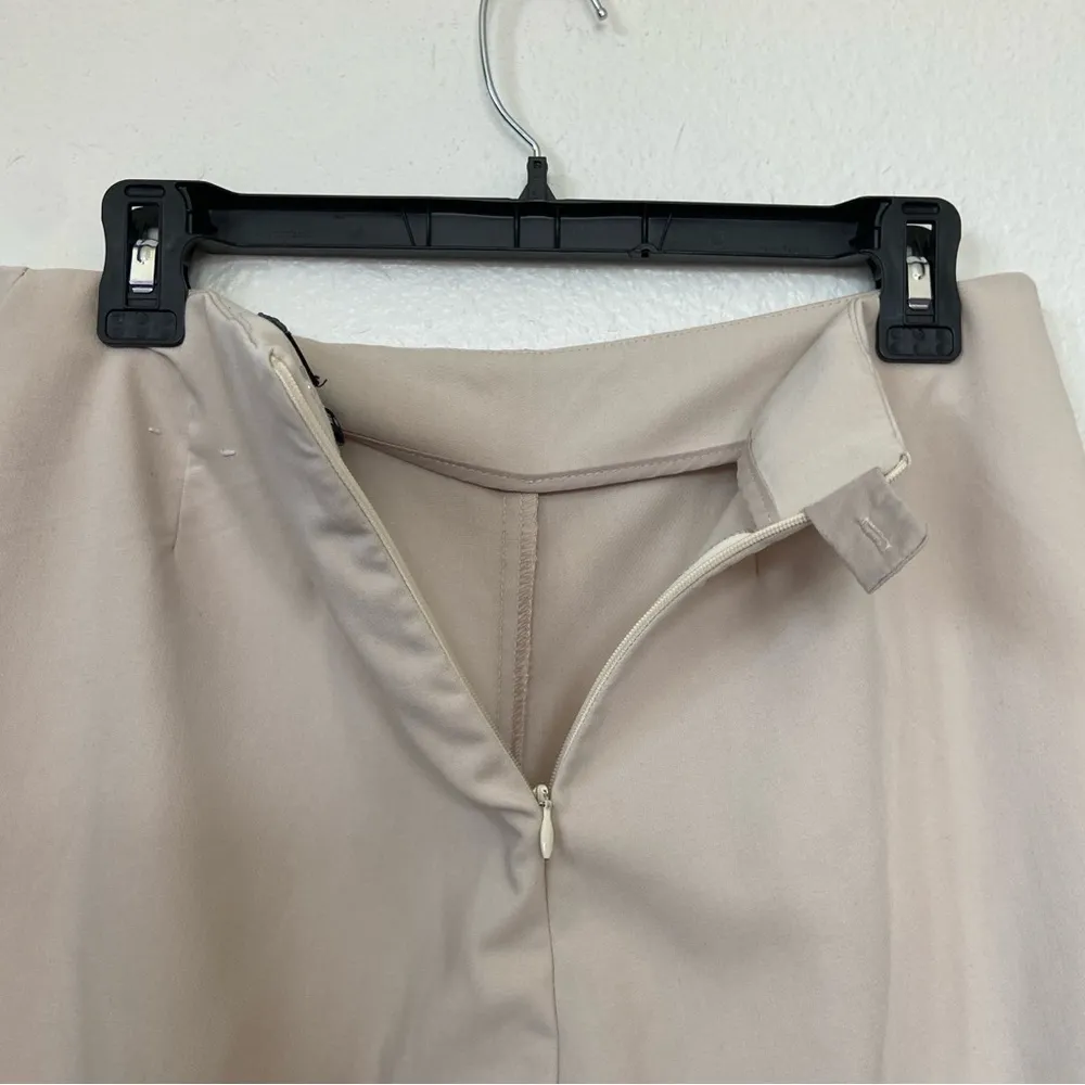 Solid Beige Cropped Wide Leg Pants - Image 7