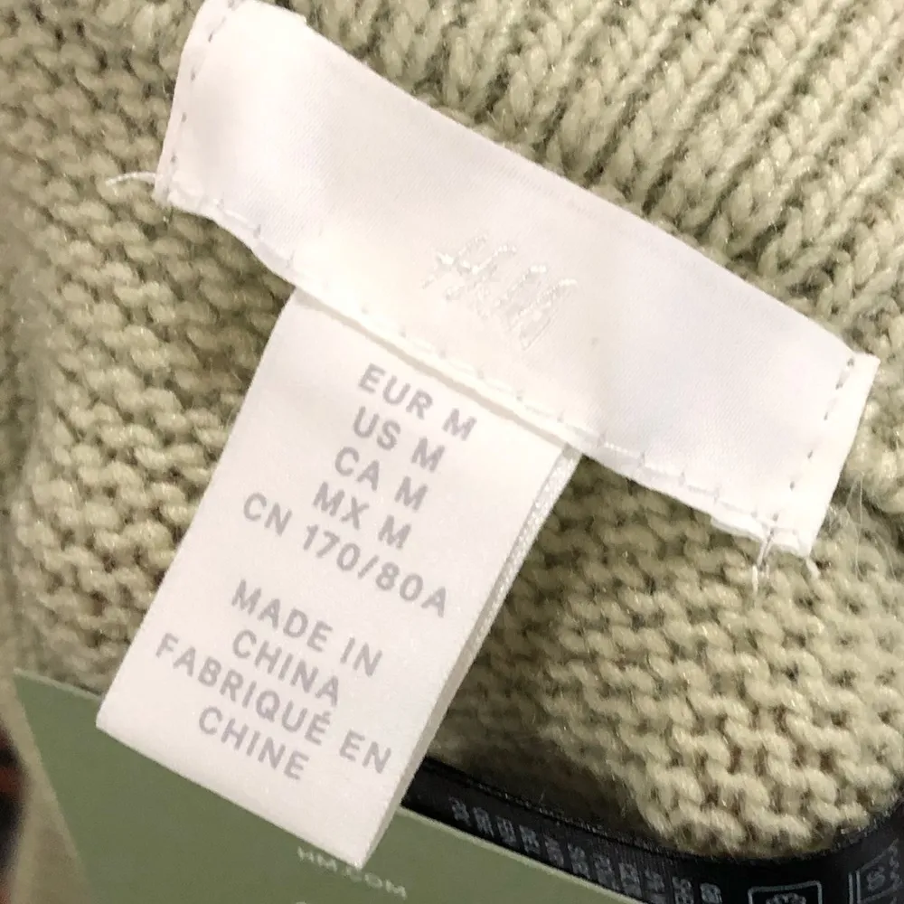 H&M Sage Green Fine Knit Knee Length Pencil Skirt M - Image 4