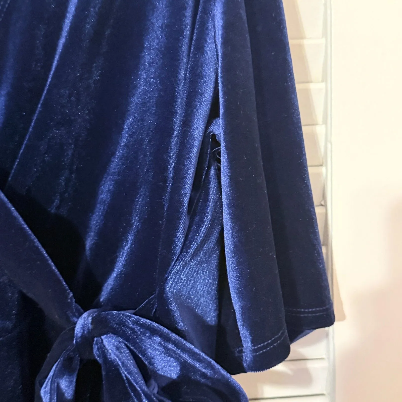 Tiana B Sapphire Blue Velvet Faux Wrap Party Dress 1X - Image 10