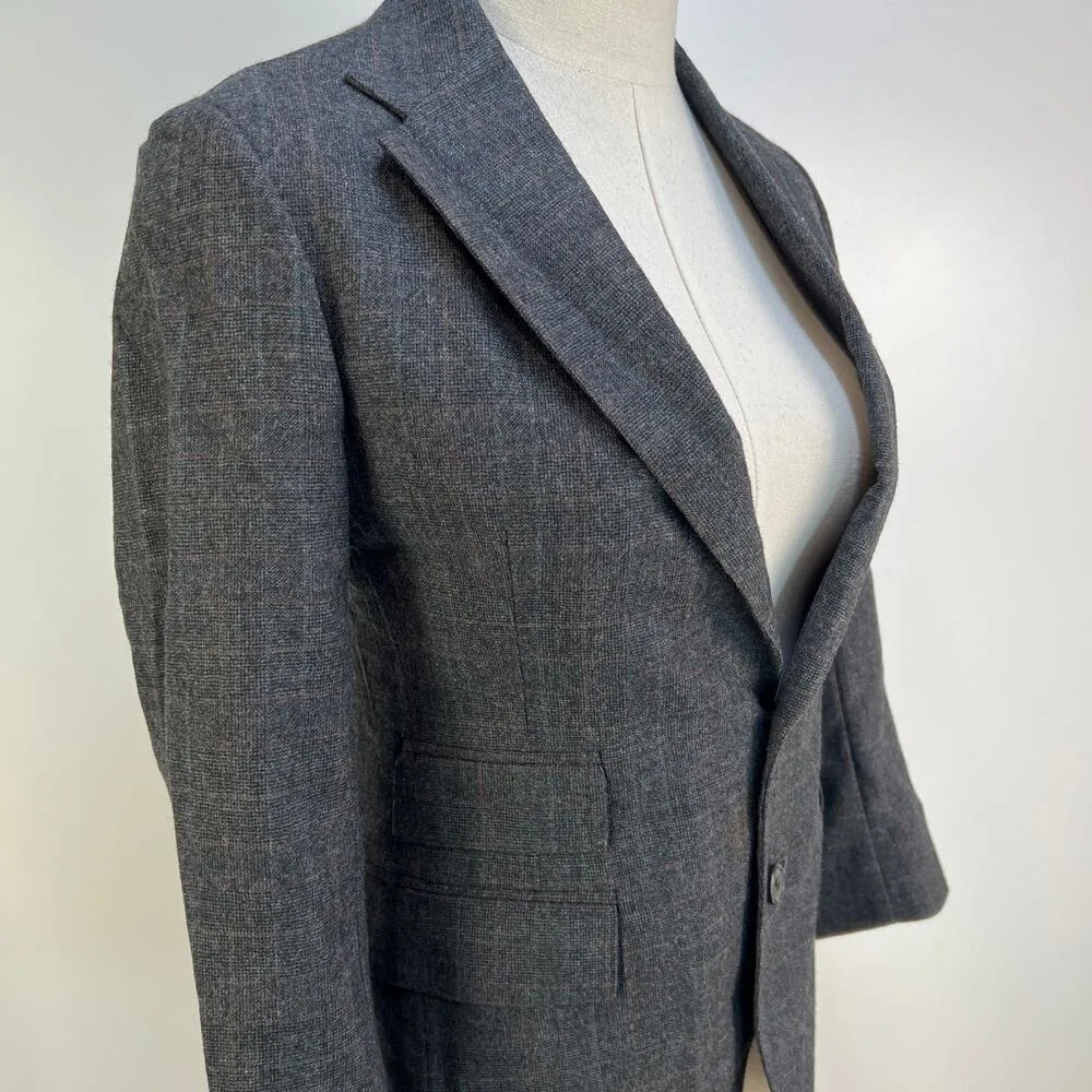 Polo Ralph Lauren Plaid Blazer Vintage Wool Gray USA Made - Image 4
