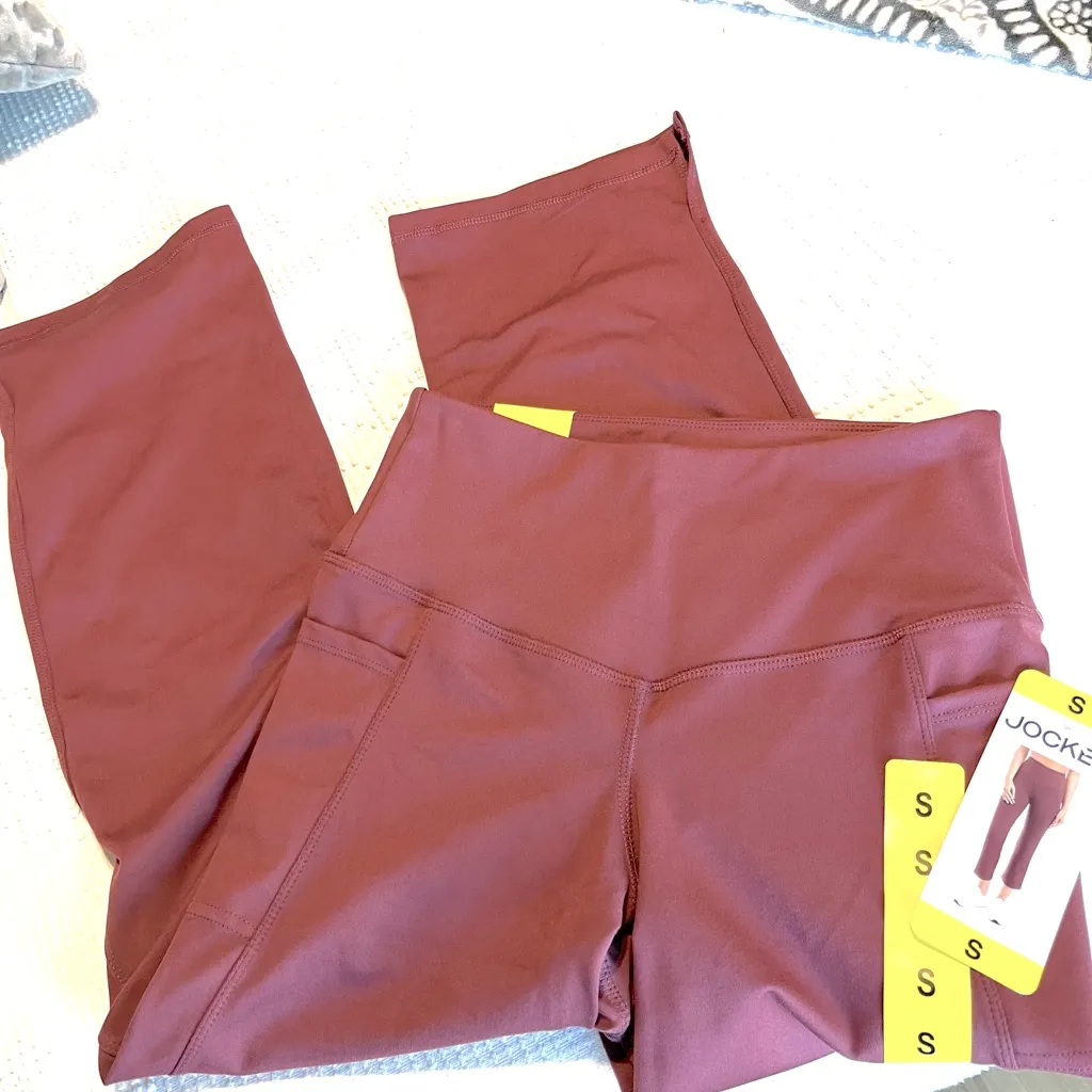 Leggings Jockey Flare Cropped Nocturne Rose Mauve Womens Small Athletic Pockets Pink - Image 12