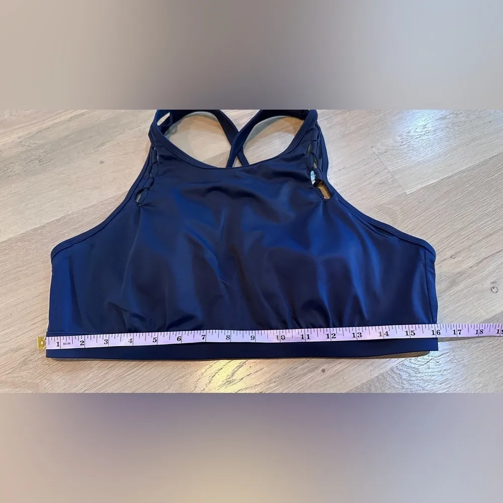 Athleta high neck loop braid supportive underwire bikini top blue 40 B/C - Image 5