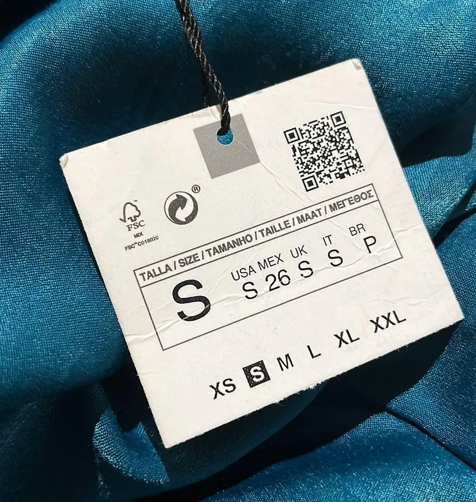 NWT Zara Teal  Satin Effect V-Neck Midi Dress Festive Holiday - Image 6