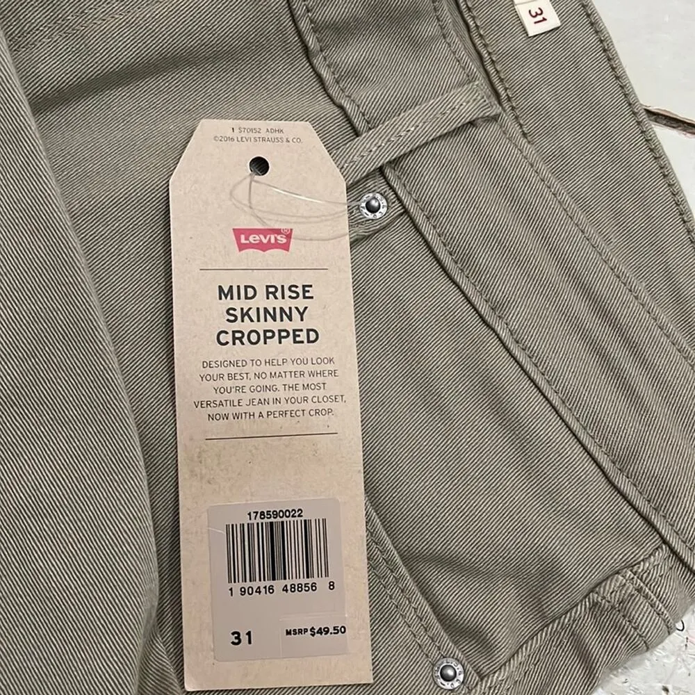 Levi’s Mid Rise Skinny Cropped Jeans Slim Fit Stretch Cotton waist 31 - Image 2