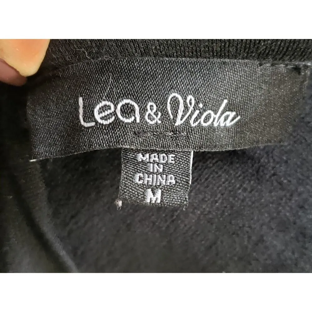 Lea & Viola Women's Black Polyester Round Neck Long Sleeve Knee Length Dress M Size M - Image 9