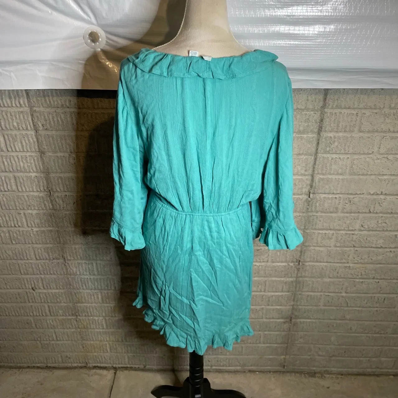 Roxy Second Look Teal Vneck Ruffled‎ Wrap Dress Size XL - Image 4