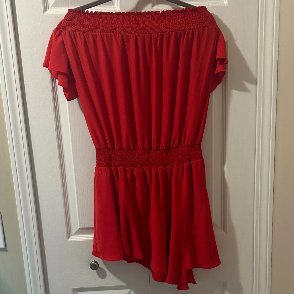 Amanda Uprichard Red Ruffle Off-Shoulder Mini Dress, Size M - Image 5