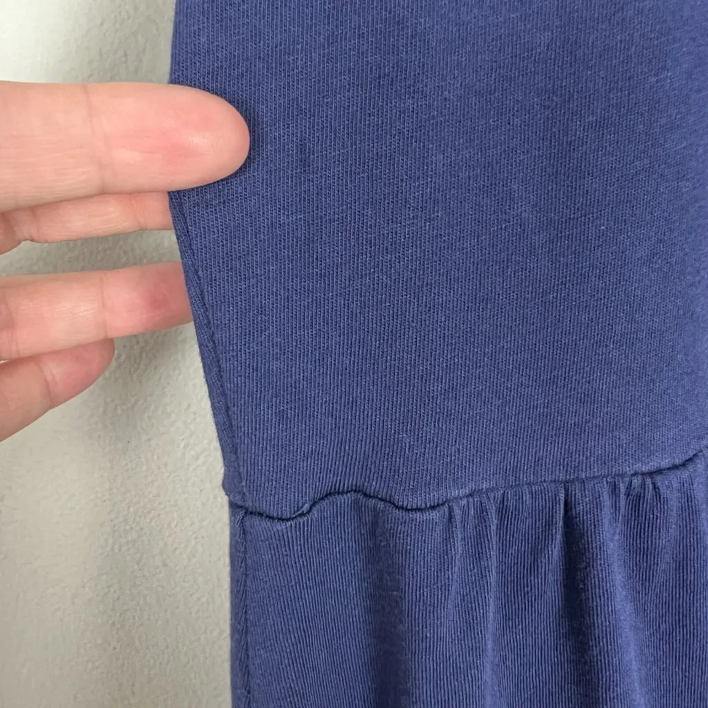 Draper James Midi Dress Large Navy Blue‎ Henley Fit Flare Baby Doll Pima Cotton - Image 5