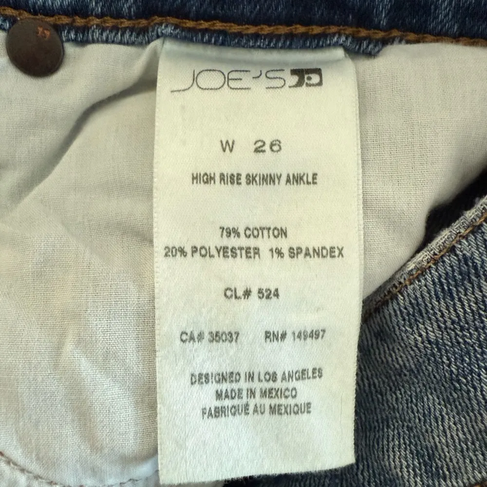 JOE’S Jeans High Rise Skinny Ankle Distressed Denim Size 26 Wheaton Blue Wash - Image 8