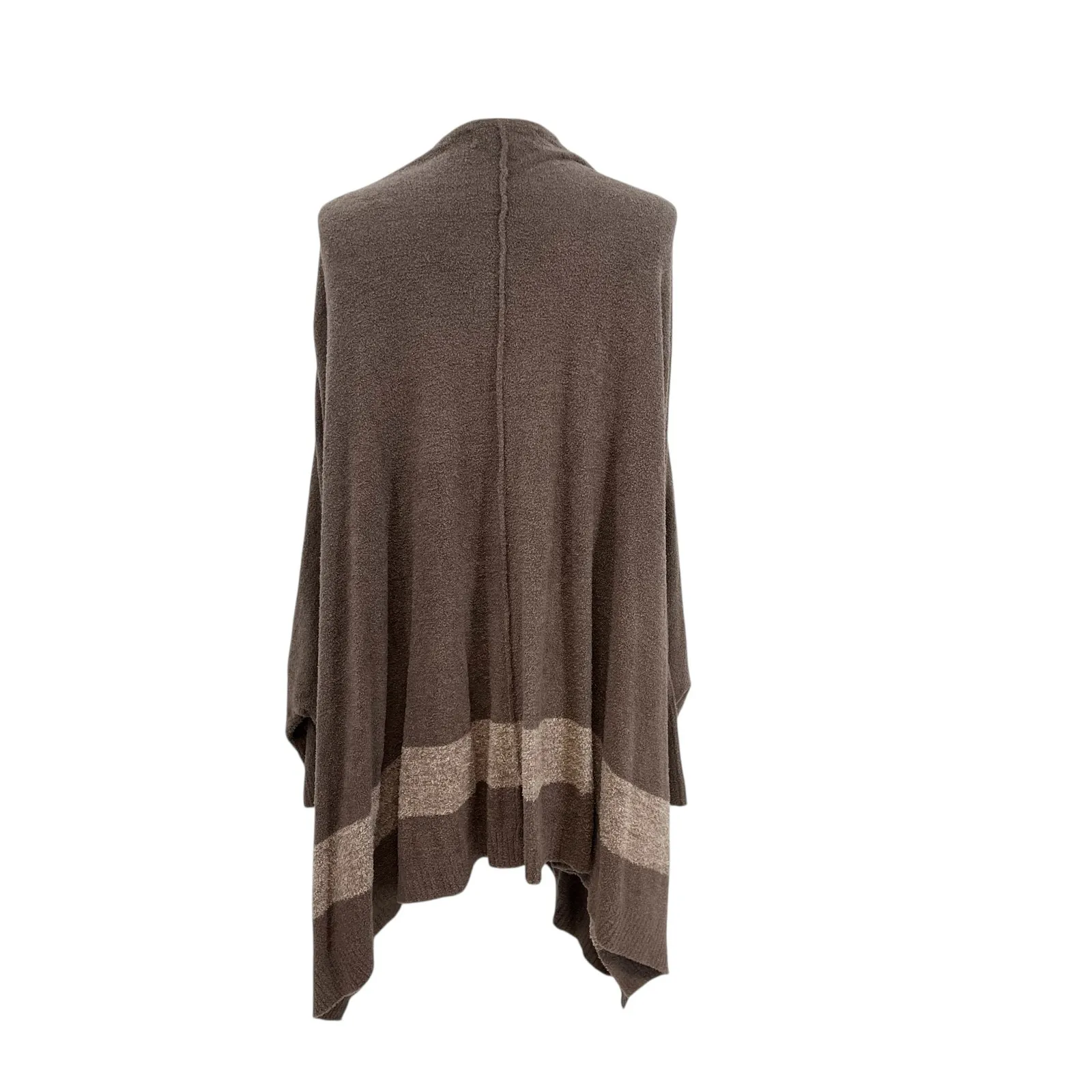 Barefoot Dreams CozyChic Cliffside Wrap Open Sweater Striped Brown One Size Plus - Image 8