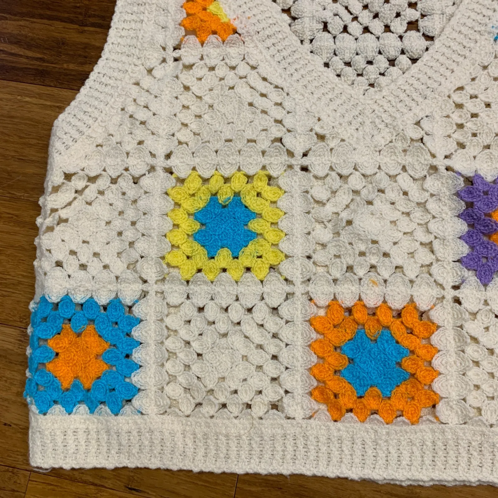 Rebellion Again Crochet Vest Womens Size‎ Medium Granny Square Sleeveless Top - Image 2