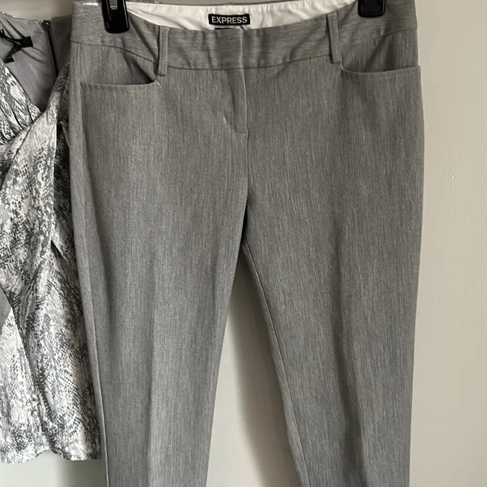 Express Women’s Light Gray Columnist Slim Fit Career Dress Trouser Slacks - Image 2