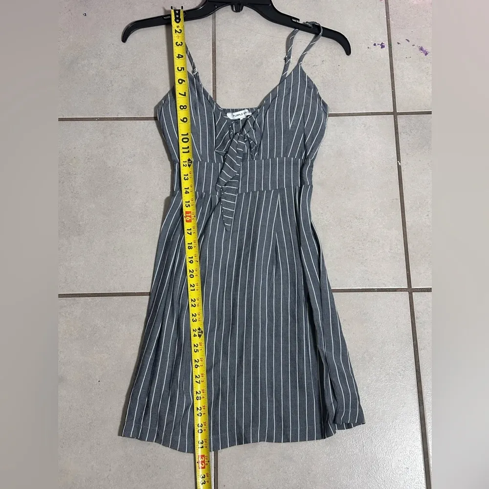 Purple Snow Women Gray Striped Dress size Small - Image 7
