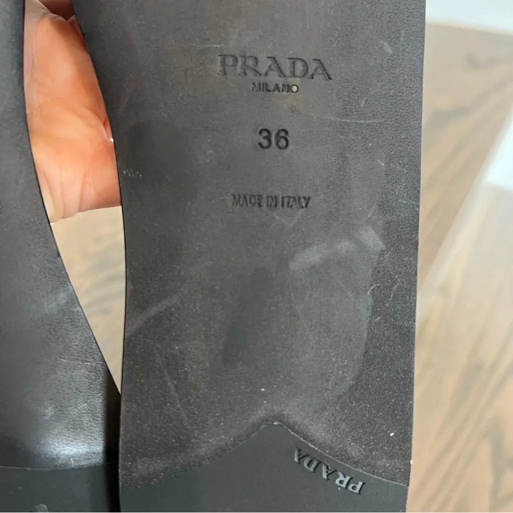 Prada Triangle Logo Slide Sandals in Black Size 36 New - Image 7