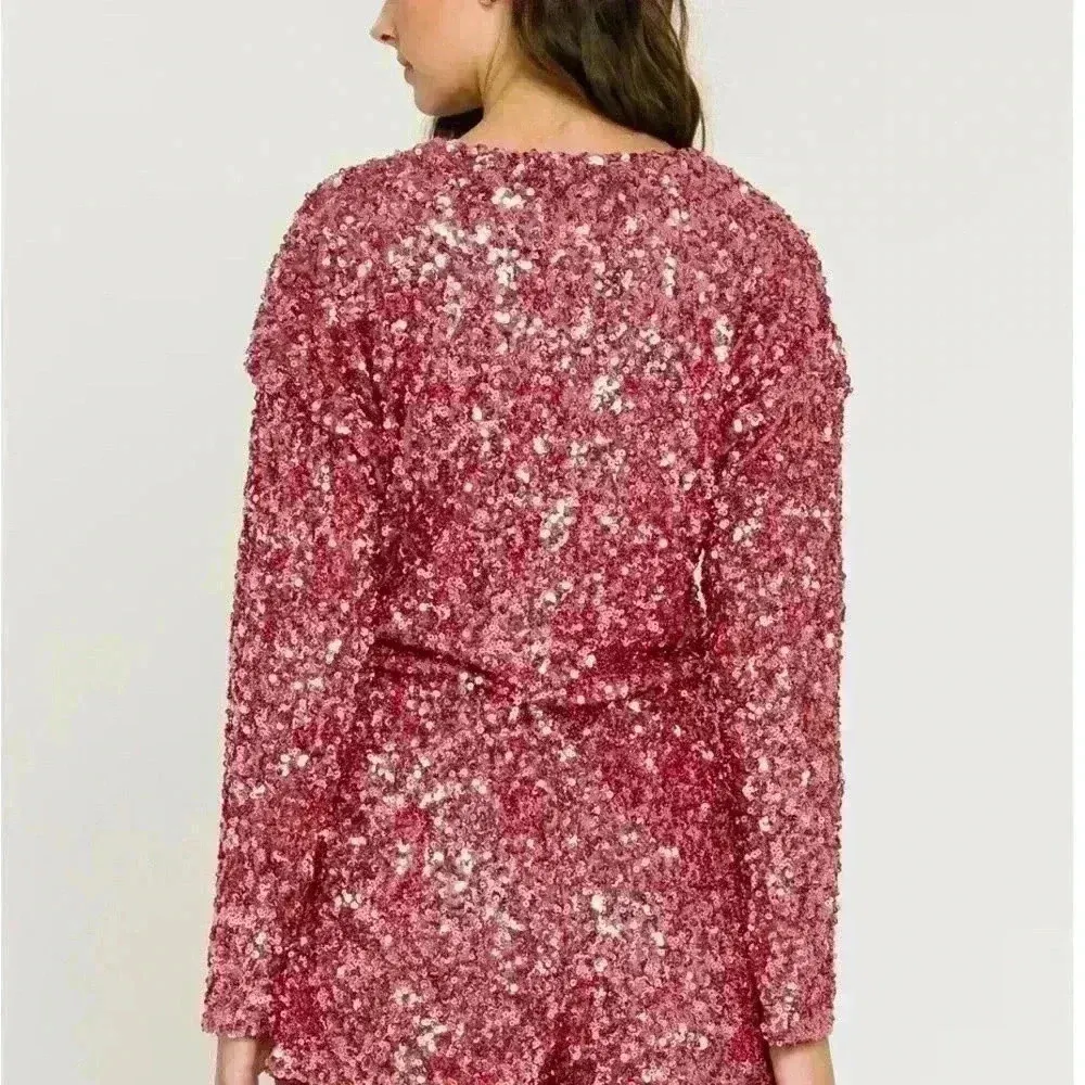 English Rose  SEQUIN WRAP ROMPER SIZE MEDIUM - Image 3